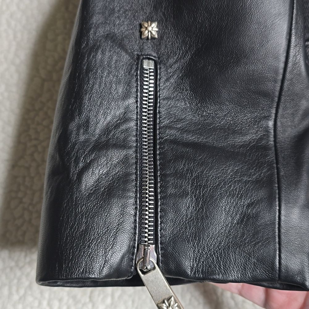 John Richmond - Denim and Laser Cut Leather Jacket in Black Large - Picture 16 of 16